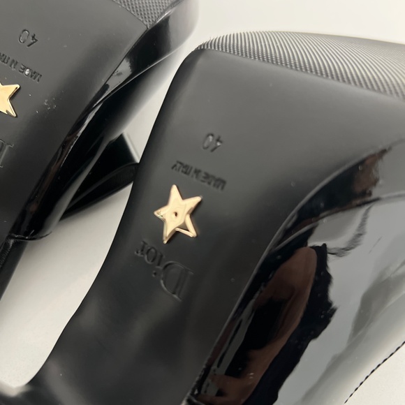 Christian DIOR Black Patent Leather Comma Pointed Toe Sweet D Slingback Heels - Picture 11 of 13